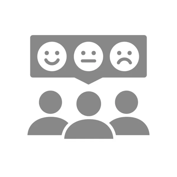 Люди з емоціями в чат-бульбашковий сірий значок. Задоволення клієнта, символ зворотного зв'язку — стоковий вектор