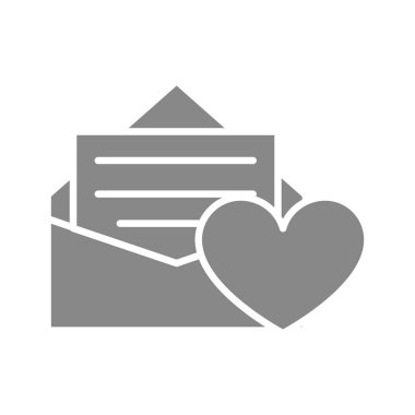 Gri kalp ikonlu geri bildirim mektubu. Müşteri memnuniyeti, kullanıcı onayı sembolü.