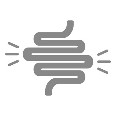 Akut ağrı gri ikonlu bağırsak. Ülseratif kolit, şişme sembolü..