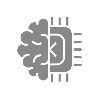 Çip gri ikonlu beyin. Yapay zeka sembolü