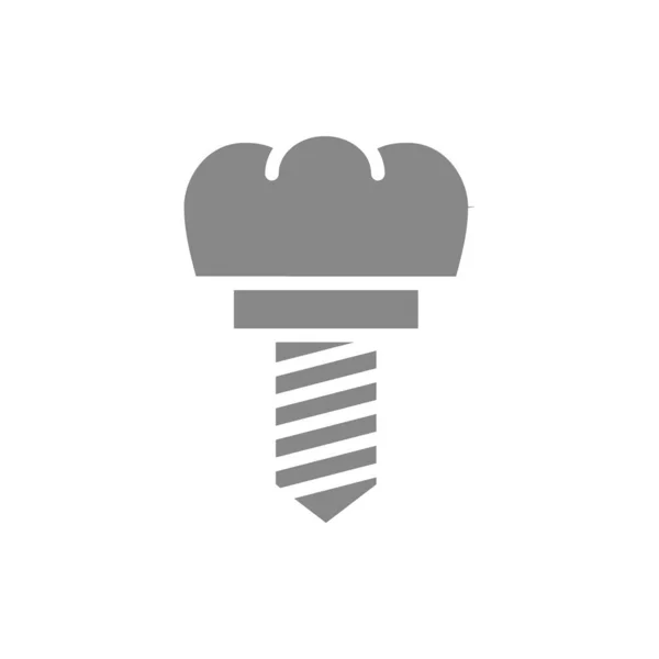 Dental implant gray icon. Tooth restoration symbol. — Stock Vector