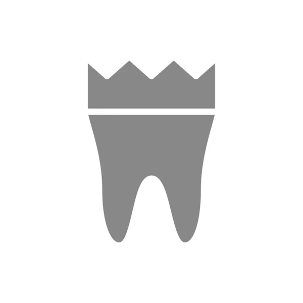 歯に王冠グレーのアイコン。歯冠記号 — ストックベクタ