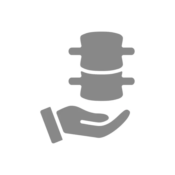 Emberi gerinc a kézszürke ikonon. Betegségmegelőzési szimbólum — Stock Vector