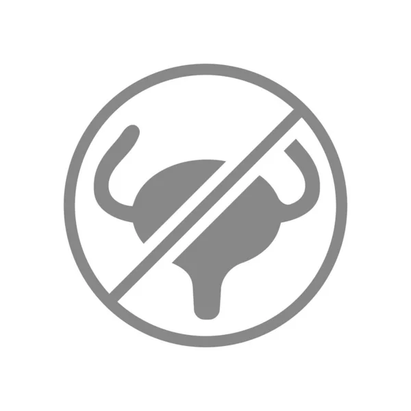 Urinary bladder with prohibition sign gray icon. Transplantation symbol — Stock Vector