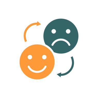Pozitif ve negatif emoji renkli simge değiştiriliyor. Duyguların değişimi sembolü