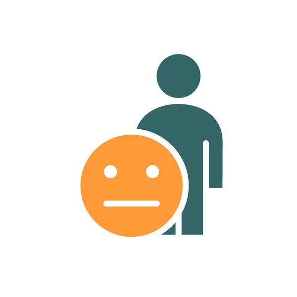 Menselijk met expressionless emoties gekleurd pictogram. Emotionless persoon, onverschillig gezicht symbool — Stockvector