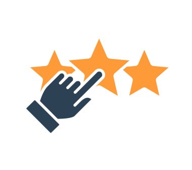 İnsan üç yıldızlı renkli bir ikon seçer. Pozitif müşteri değerlendirmesi, favorilere, kalite kontrol sembollerine ekle