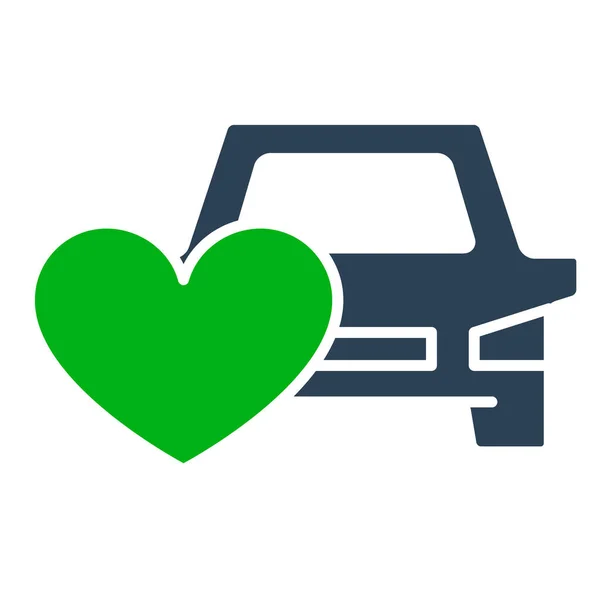 Coche con icono de color corazón. Seguro de coche, como, símbolo de retroalimentación — Vector de stock