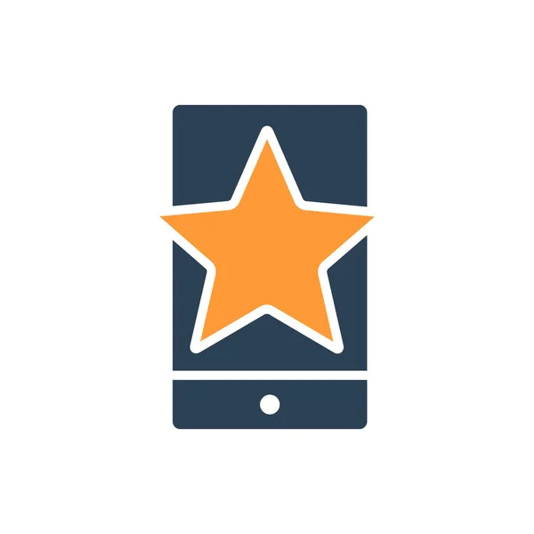 Gwiazda z telefonem, kolorowa ikona sprzężenia zwrotnego. recenzja aplikacji mobilnych, dodaj do ulubionych, symbol opinii użytkowników — Wektor stockowy