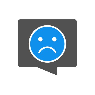 Üzgün yüzlü konuşma balonu renkli ikon. Sohbet sembolü, tatsız iletişim, olumsuz geri bildirim sembolü