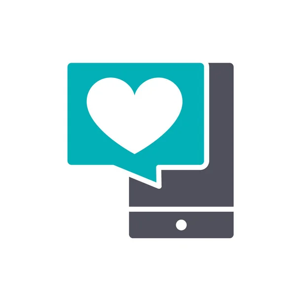Smartphone con icono de color corazón. Revisión de clientes, mensaje de amor, calificación, como, símbolo testimonial — Vector de stock