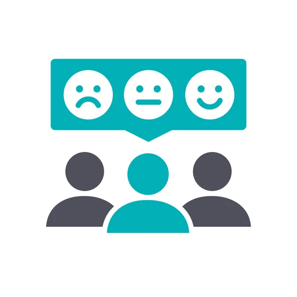 People with emotions in chat bubble colored icon. Client satisfaction, happy customers, positive feedback symbol — Stock Vector