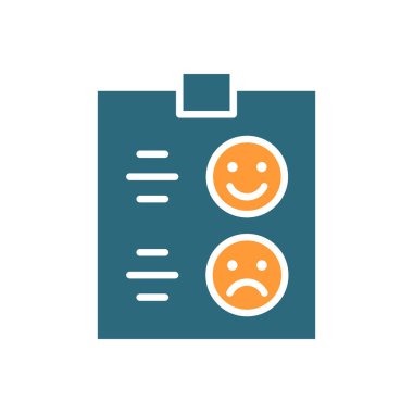 Renkli servis simgesini değerlendirmek için anket. Kağıt, test, mutlu ya da üzgün yüz sembolü olan tablet