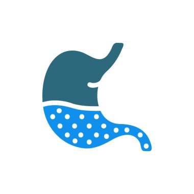 Mide yanması aşırı asit hazımsızlığı renkli bir ikon. Mide iltihabı, mide ekşimesi, kusma sembolü.