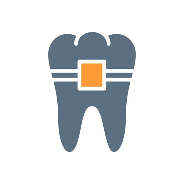 Fogszabályozó színes ikonnal. Fogszabályozó kezelés, egészséges szerv a szájüregben szimbólum — Stock Vector