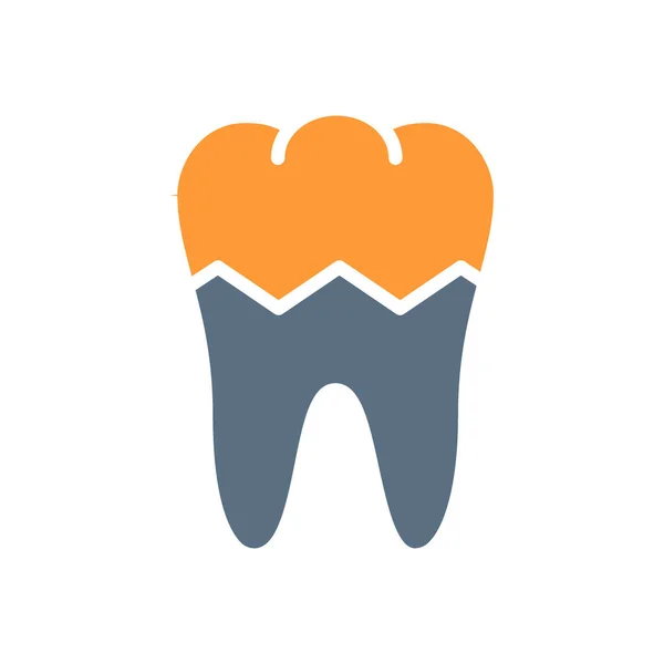 Σπασμένο ανθρώπινο δόντι σε χρώμα εικόνας. Κατεστραμμένο, νοσηρό εσωτερικό όργανο, οξύ πόνο, σύμβολο απόρριψης μεταμόσχευσης — Διανυσματικό Αρχείο