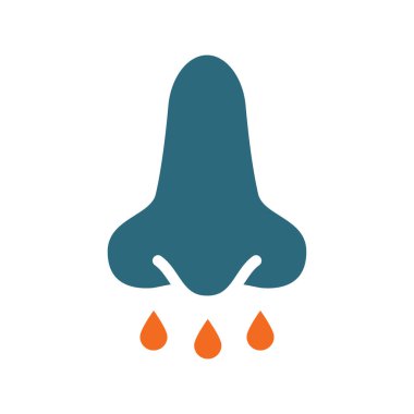 Sinüzit renkli ikon. Burun ve paranasal sinüs hastalıkları, tıkalı burun, akan burun sembolü.