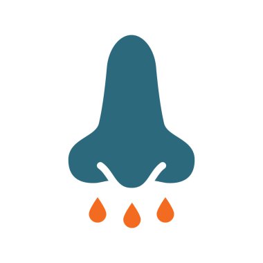 Sinüzit renkli ikon. Burun ve paranasal sinüs hastalıkları, tıkalı burun, akan burun sembolü.