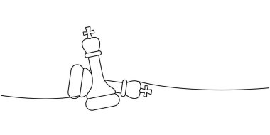 Şah-mat 'ta iki papazı gösteren minimalist çizgiler. Boyama kitapları, eğitim materyalleri veya taktik strateji çizimleri için mükemmel.