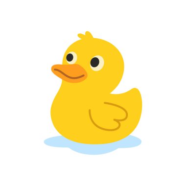 Sarı plastik ördek ve meraklı gözler. Oyuncak çocuk tasarımları, banyo dekorları ve yenilik ürünleri için mükemmel..