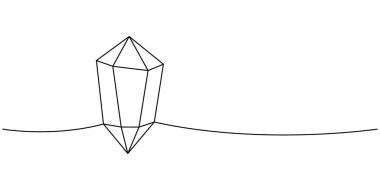 Ruhanilik kristali aralıksız bir çizim. Mistik esrarengiz kristal. Vektör çizimi. Beyaz arkaplanda izole