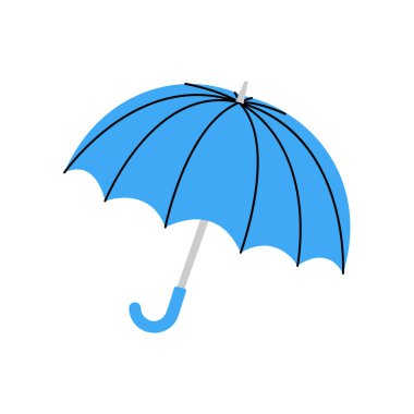 Klasik mavi şemsiye vektörü, düzgün çizgileri ve minimal tarzı var. Hava ikonları, moda illüstrasyonları, modern posterler ve yaratıcı vektör tasarımları için mükemmel..