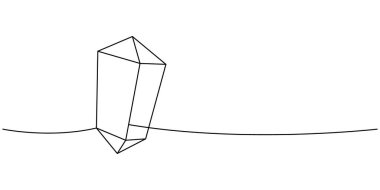 Sihirli mineral kristali sürekli çizim halinde. Mistik esrarengiz kristal. Vektör çizimi. Beyaz arkaplanda izole