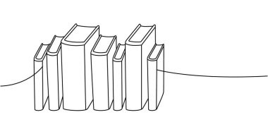 Tek bir zarif satıra bağlı kitaplar. Kitap severler ve eğitimciler için basit, temiz sanat.