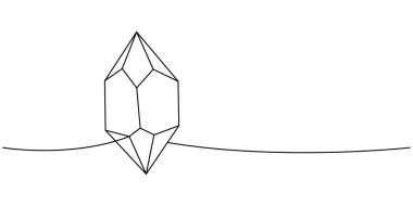 Mineral kristali. Sürekli çizim. Mistik esrarengiz kristal. Vektör çizimi. Beyaz arkaplanda izole