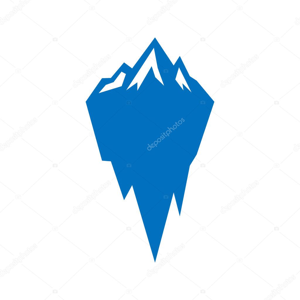 Iceberg mountain with snowy peaks in blue vector design. Perfect for arctic exploration graphics, polar travel posters, eco campaigns, water and climate change concepts