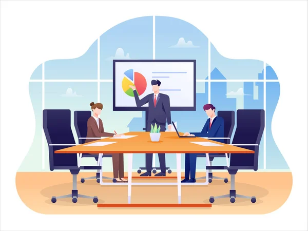 Igazgatótanács Vector Illustration Board Directors Having Meeting Office — Stock Vector