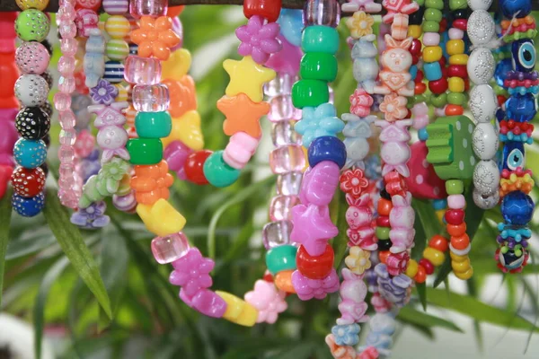 Bead Bracelets Hanging Natural Branch — Stock Photo, Image
