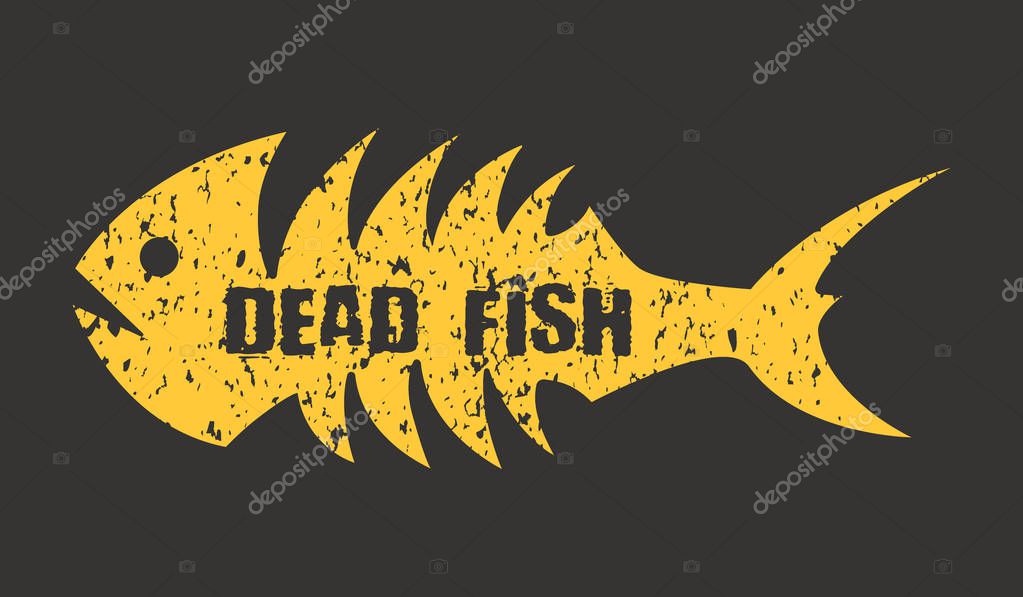 Logo with dead fish and words
