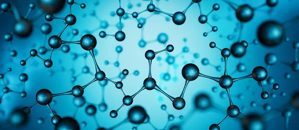 青い分子構造の背景 細胞と生物鎖抽象概念3Dレンダリング3Dイラスト — ストック写真