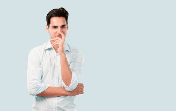 Young Handsome Man Tanned Skin Thinking Doubting — Stock Photo, Image