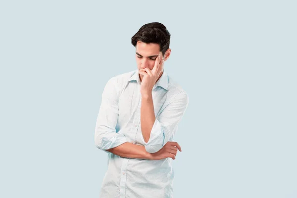 Young Handsome Man Tanned Skin Thinking Doubting — Stock Photo, Image