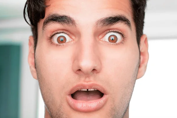 Young Handsome Man Tanned Skin Surprised Shocked — Stock Photo, Image