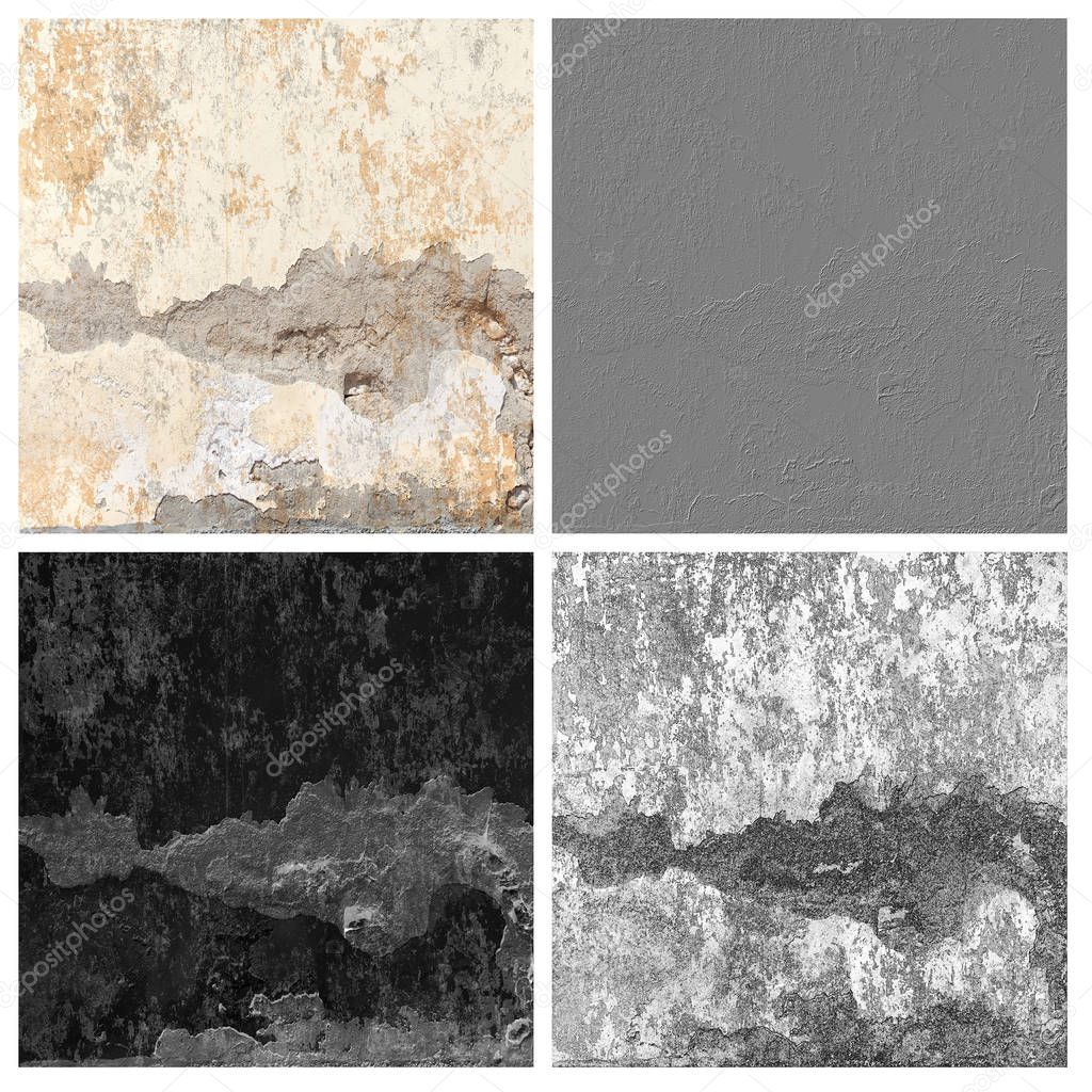 grunge cracked wall texture set