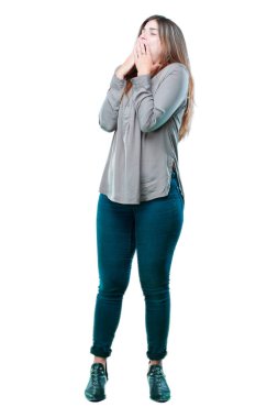 bir şey sıkıcı ve sıkıcı, halis can sıkıntısı esneme için dinleme isteksiz ve bıkkın, genç güzel kız.