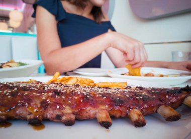 Amerikalı domuz kaburga yakın çekim