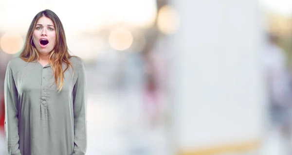 Young Beautiful Girl Looking Unenthusiastic Bored Listening Something Dull Tedious — Stock Photo, Image