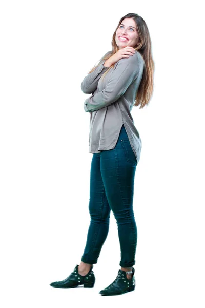 Young Beautiful Girl Posing White Background — Stock Photo, Image