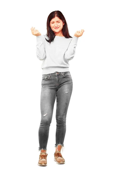 Young Pretty Girl Full Body Looking Sad Worried Absolutely Empty — Stock Photo, Image