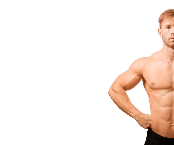 Jonge Knappe Bodybuilder Man Poseren Met Gespierde Verschijning — Stockfoto