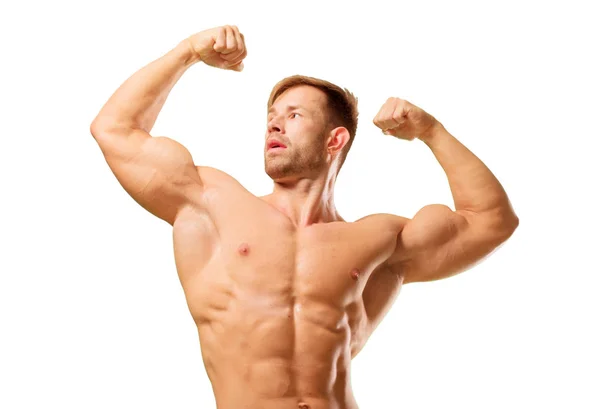 Young Handsome Bodybuilder Man Posing Muscular Appearance — Stock Photo, Image