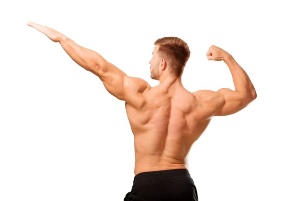 Jovem Fisiculturista Bonito Homem Posando Com Aparência Muscular — Fotografia de Stock