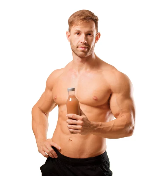 Joven Guapo Culturista Hombre Posando Con Aspecto Muscular — Foto de Stock