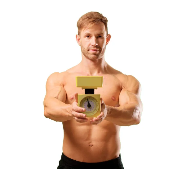 Junger Hübscher Bodybuilder Posiert Mit Muskulösem Aussehen — Stockfoto