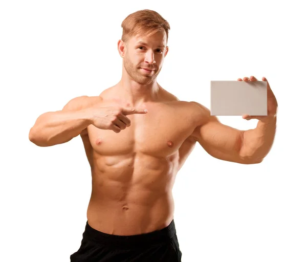 Jonge Knappe Bodybuilder Man Poseren Met Gespierde Verschijning — Stockfoto