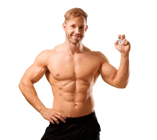 Young Handsome Bodybuilder Man Posing Muscular Appearance — Stock Photo, Image